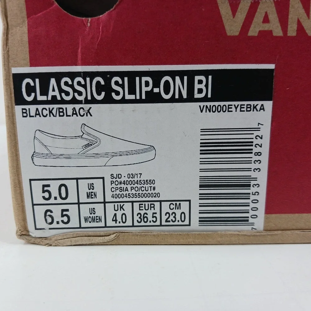 Vans Classic Slip-On BI Charcoal Gray Canvas Sneakers Mens 5 Womens 6.5